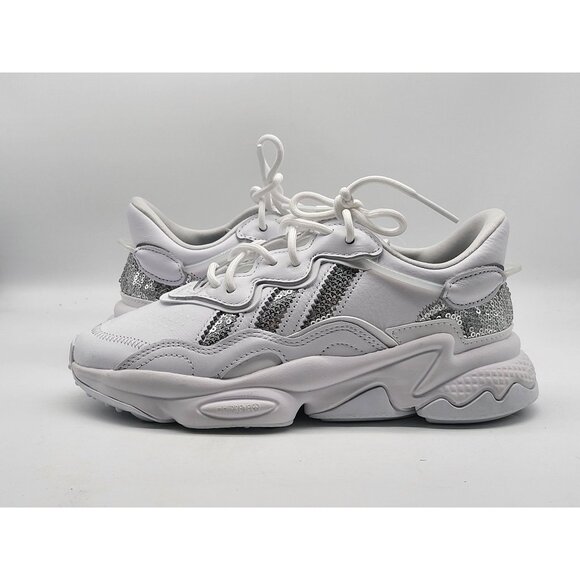 Adidas Ozweego Womens G55655 White Silver Sequins Running Shoes Size‎ 5 - Picture 4 of 9